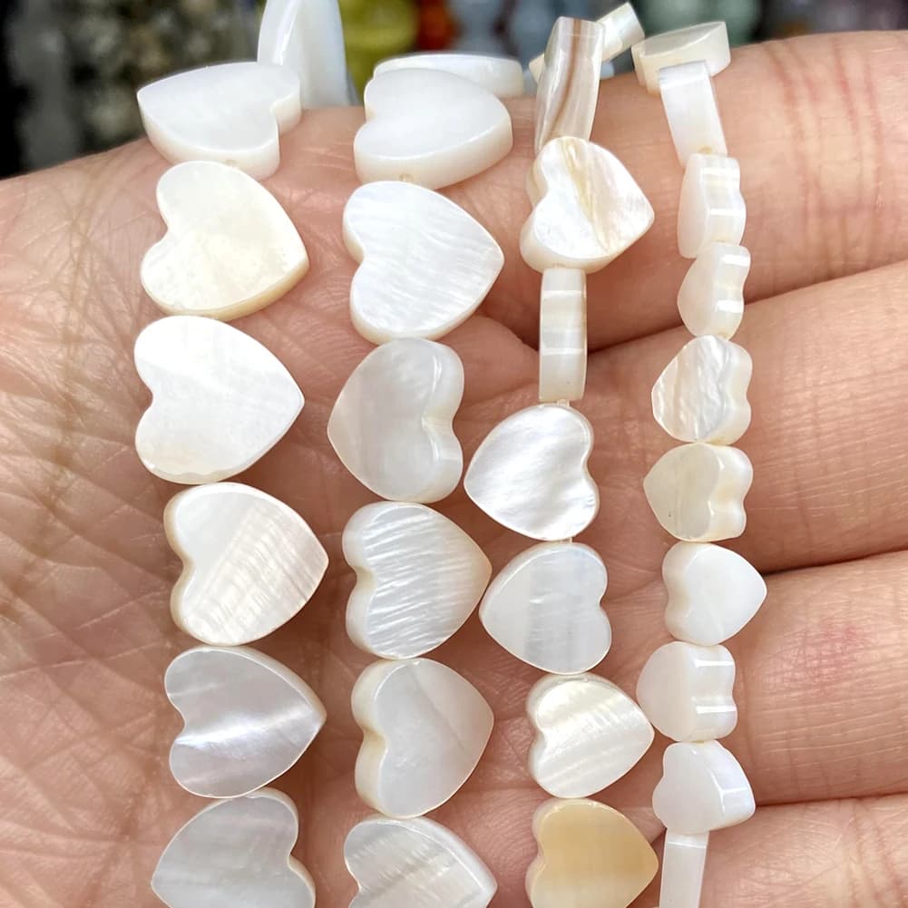 Perles d'espacement en nacre, coquille de cœur d'amour blanc naturel, pour la fabrication de bijoux, bracelet et collier faits à la main, 6/8/10mm