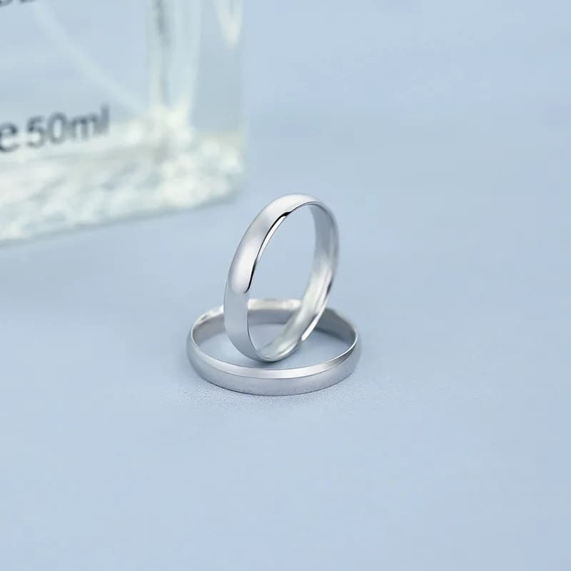 Buyee 925 bague de couple en argent Sterling lisse Simple bague pour hommes femmes fiançailles bandes de mariage bijoux fins cercle