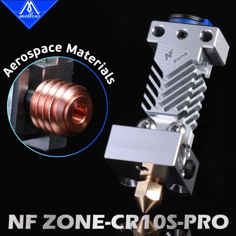 Matériaux aérospatials Mellow NF Zone-CR10S PRO Hotend pour Creality CR10S PRO Micro Swiss MK8, buse, pièces d'imprimante 3D