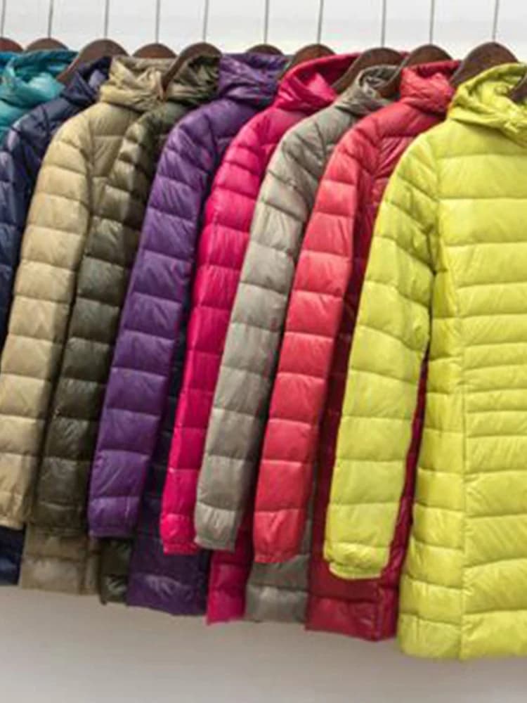 Doudoune en duvet de canard blanc pour femme, veste chaude et longue, légère, à capuche, ultralégère, Portable, 5XL 6XL 7XL, automne