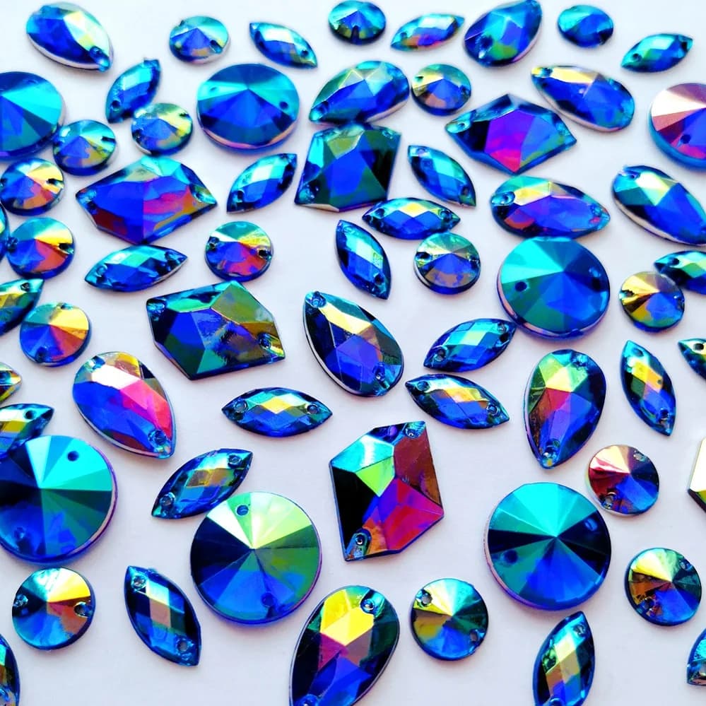 Mélange de Strass Bleu Royal AB Coal Citrowel, Couture Acrylique, Designer DIY, Ornement Maison Jardin, Robe de Mariée