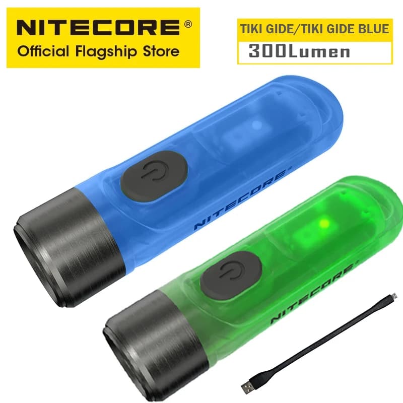 NITECORE-Mini porte-clés TIpastel GITD BLUE, lampe de poche aste USB EDC, lumière UV, signal d'iode clignotant, batterie 130mAh