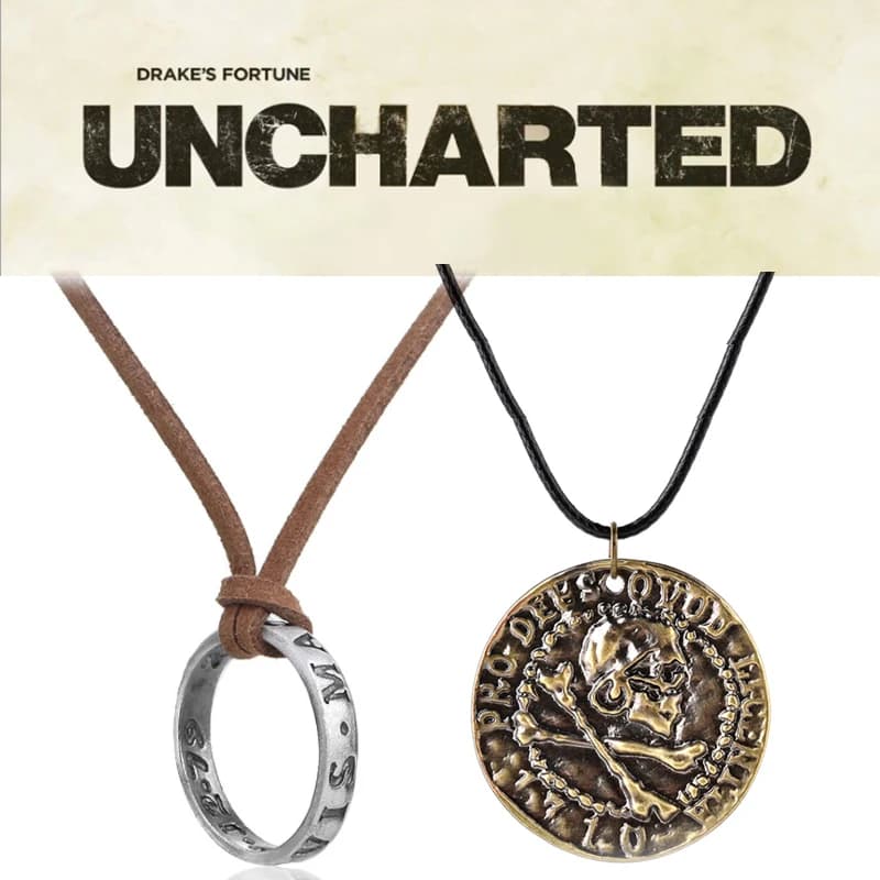 Bijoux de jeu Uncharted 4 A Thief's End, colliers Nathan Drake, chaîne en cordon en cuir, Long collier pour hommes, accessoires gothiques