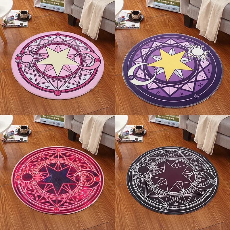 Tapis de dessin animé Cardcaptor Sakura, tableau magique, cercle de dessin animé, mignon, doux et confortable, pour enfants, pour le Placement de la maison