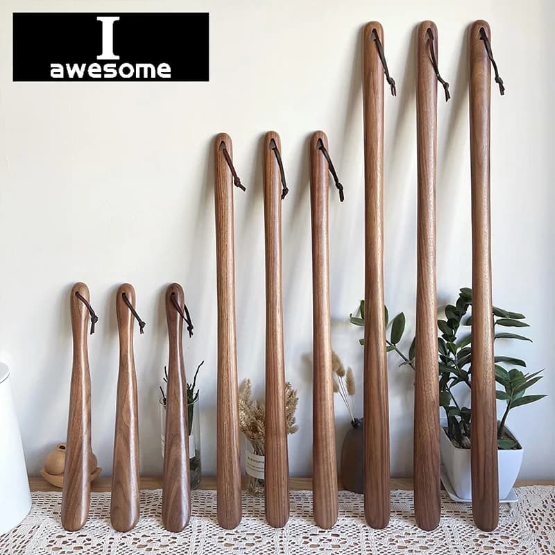 Corne à chaussures professionnelle en bois de noyer noir, Flexible, à Long manche, lève-chaussures utile, cuillère à chaussures professionnelle, outils pour la maison
