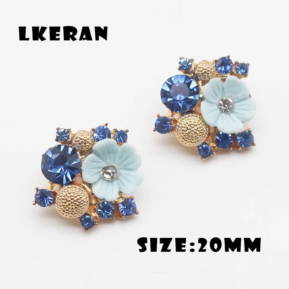 5 boutons en strass rose bleu roi de 20 mm pour couture, appliqués en résine cristal, fournitures artisanales