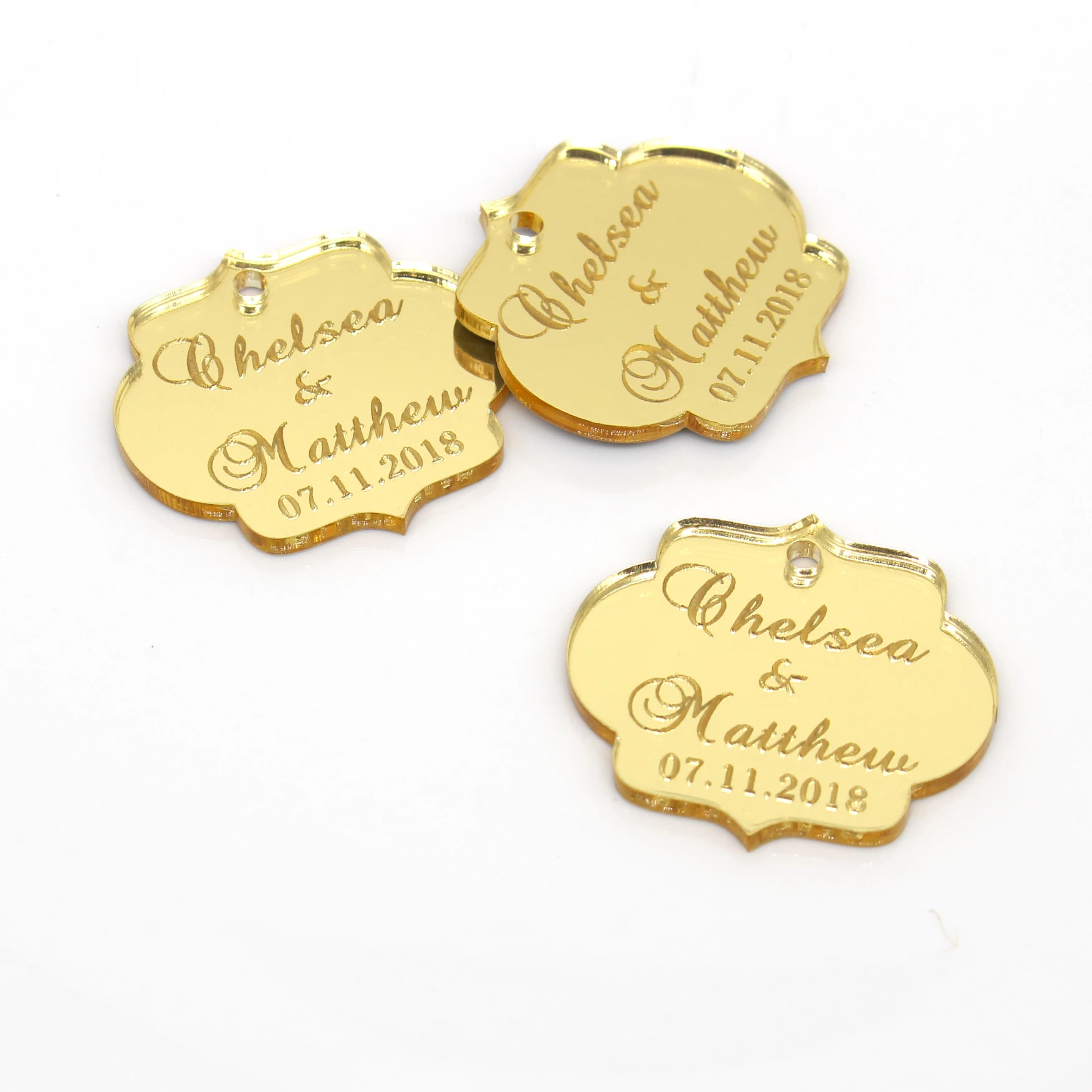 30 pièces personnalisé gravé miroir doré acrylique nom de mariage étiquette bouteille étiquette personnalisé fête bébé douche Boutique boîte décoration