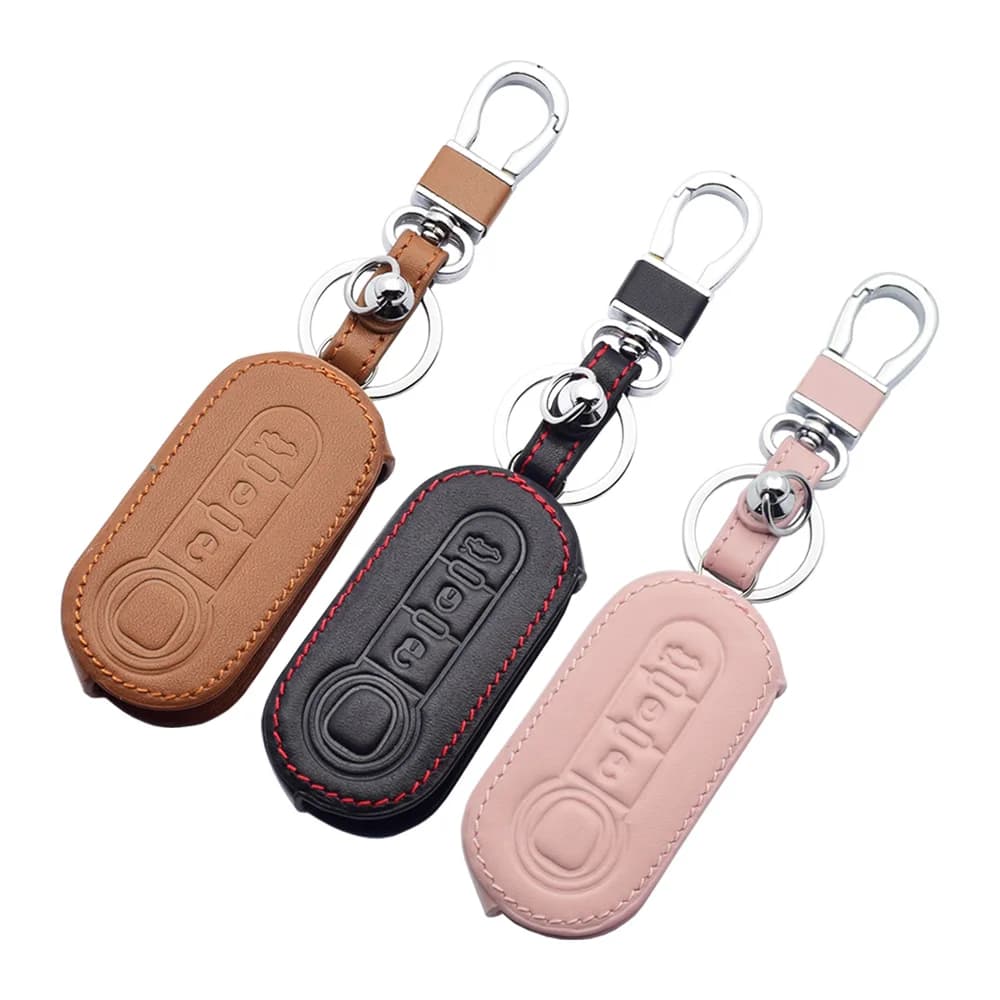 Étui en cuir pour clé de voiture, housse de protection pliable à 3 boutons pour télécommande Fiat 500 500L 500X Brava Punto Ducato Fiorino Panda Stilo