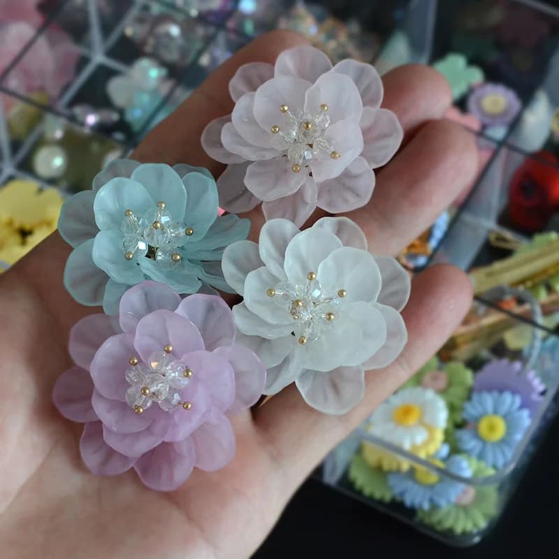 Épingle à cheveux faite à la main, patch perlé bricolage, acrylique conviviale ré doux, cristal antique, applique de fleur de bégonie, accessoires pour cheveux