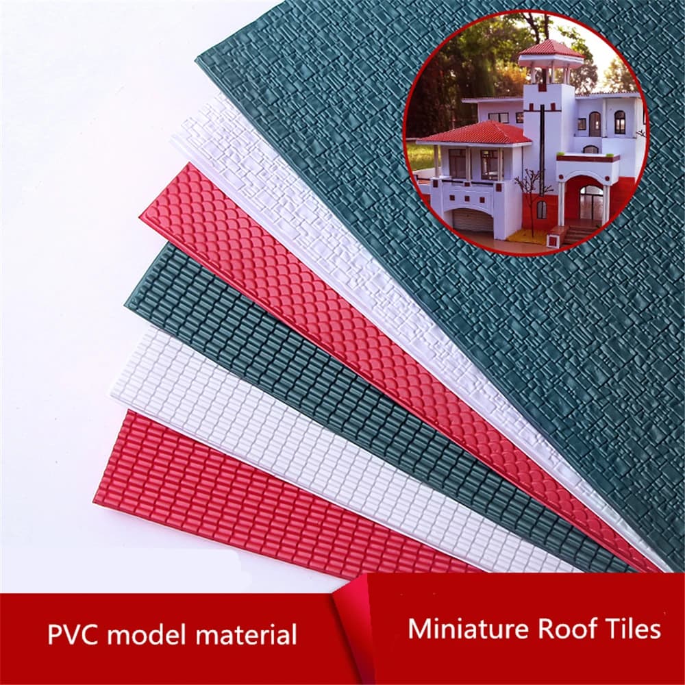 Ensemble de construction de maison de mini courses, feuille de tuiles de toit miniatures en PVC, scène de table de sable, modèles de conception de paysages, 29,5 cm x 19,5 cm, 5 pièces