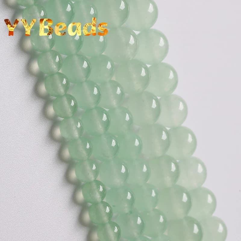 Perles de Jades en calcédoine vert clair naturel AAA +, perles d'espacement de 4 6 8 10 12 14mm pour la fabrication de bijoux, accessoires de breloques, brin de 15 pouces