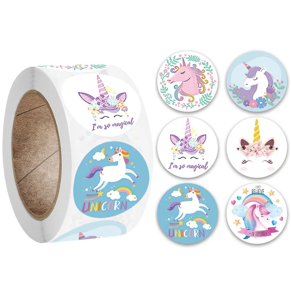 Autocollants mignons de licorne animale de dessin animé, autocollants de récompense pour enfants, étiquettes décoratives, cadeaux, encouragement pour les enseignants, autocollants de papeterie pour