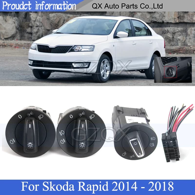 CAPQX-Joli antibrouillard pour pare-chocs avant, bouton de commande pour Skoda Rine 2014, 2015, 2016, 2017, 2018
