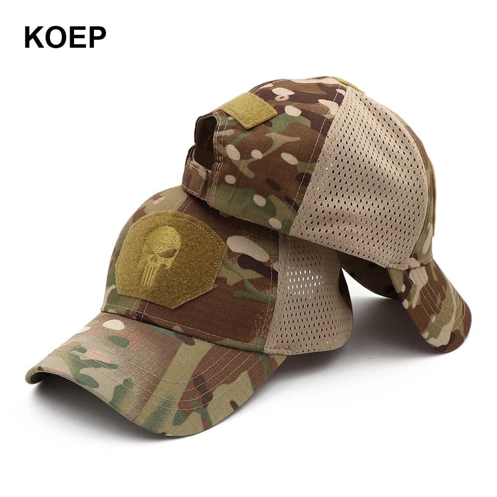 KOEP nouvelle maille punisseur Casquette de Baseball casquettes de pêche hommes en plein air Camouflage Jungle chapeau randonnée Casquette chapeaux