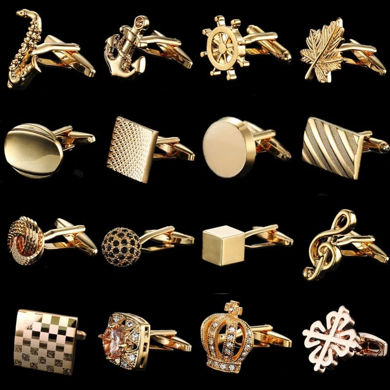 Boutons de manchette en laiton plaqué or 18 carats pour hommes, de luxe, de haute qualité, style classique, à la mode, chemise française, cadeau pour hommes, nouvelle collection été