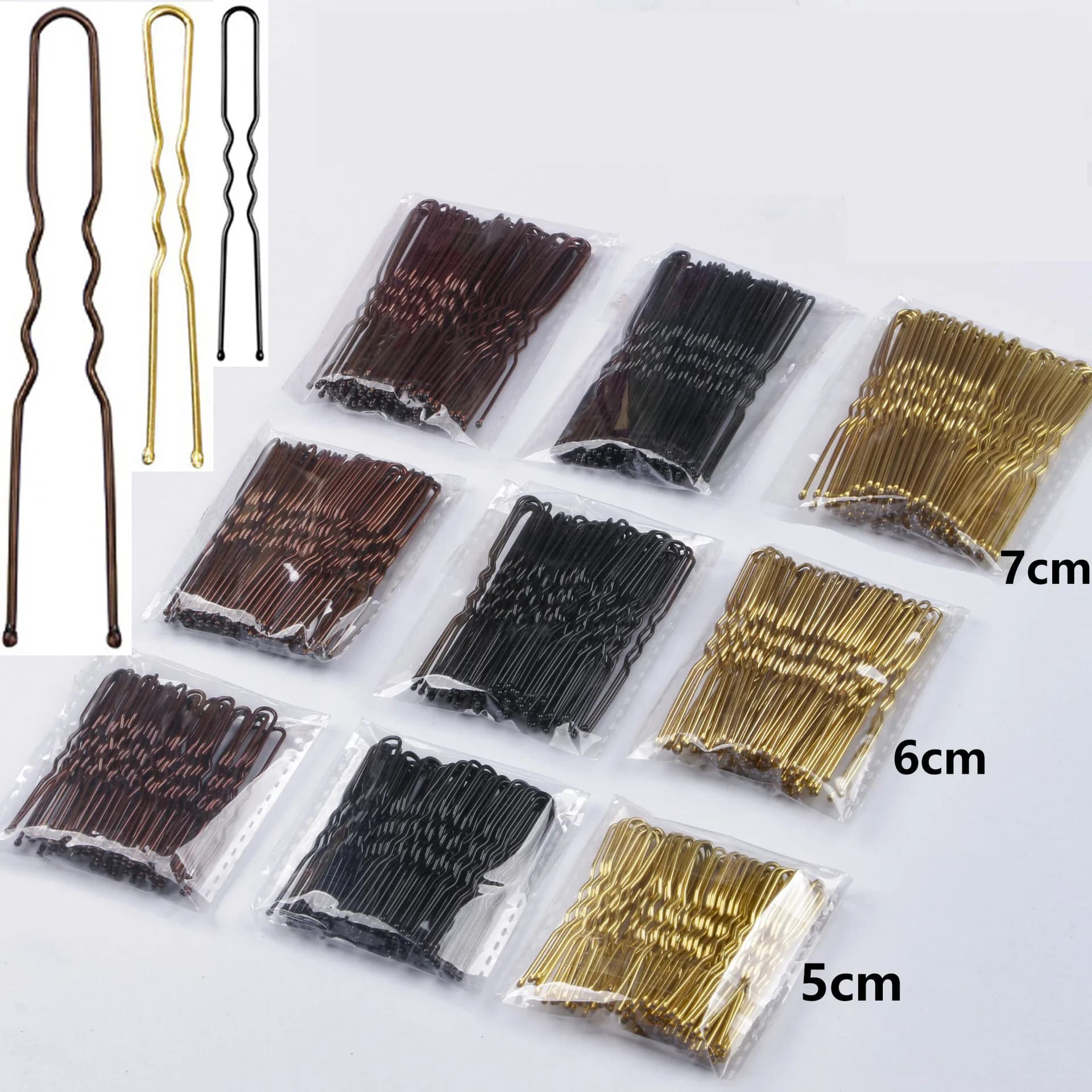 Épingle à cheveux en métal plaqué or marron en forme de U, épingle à cheveux Invisible, accessoires pour cheveux de Salon, poignée de cheveux sûre