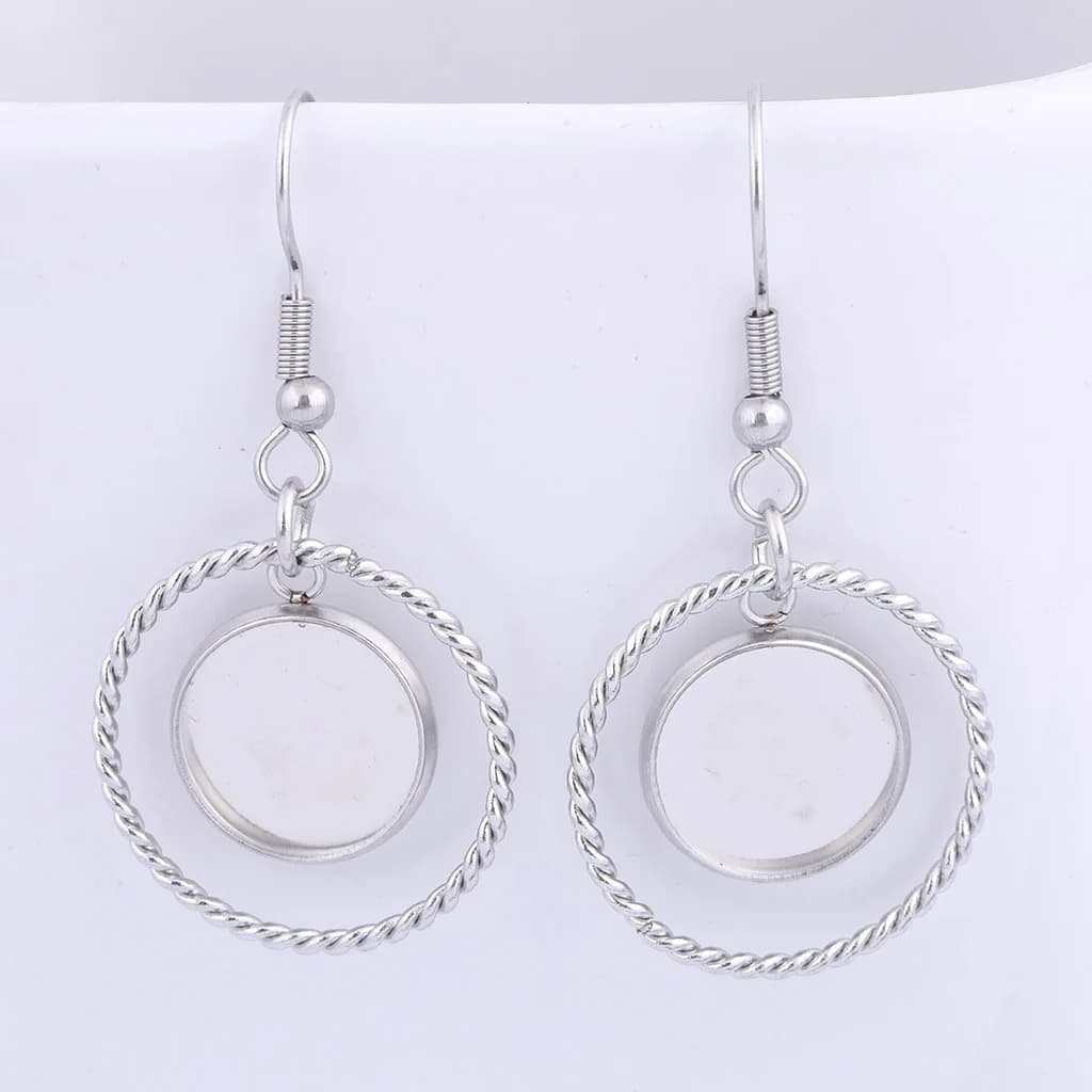 10 pièces adaptées aux boucles d'oreilles cabochon de 12mm, en acier inoxydable, cerceau, cercle, breloques, résultats de bricolage