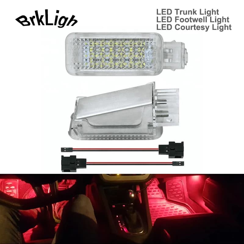 Lampe de porte de voiture GolLibox pour Porsche, lumière de plancher de courtoisie, lampes de coffre à LED, 987, 997, 911, 958, Boxster, Cayman, Carrera Turbo, broderie, 2 pièces