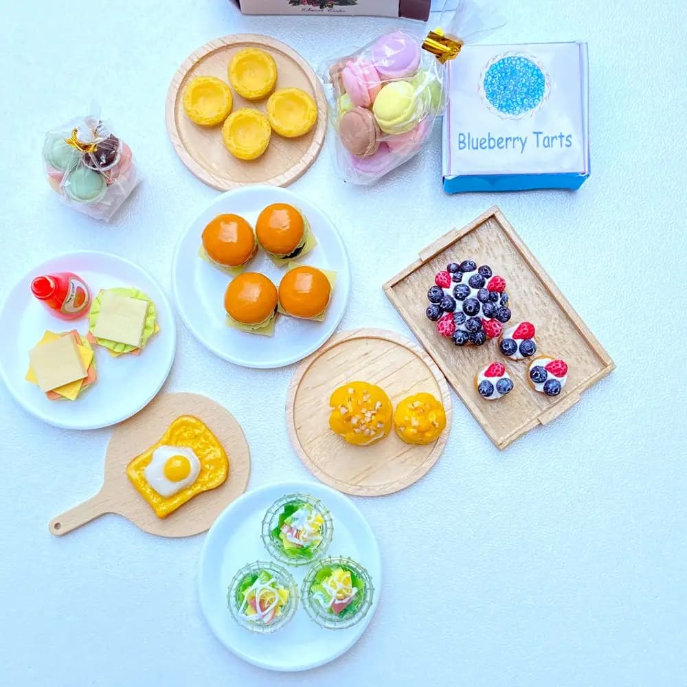 Mini Hamburger Miniature 1:12, Mini salade de fruits, faire semblant de nourriture pour Blyth OB11 BJD, maison de poupée, cuisine, jouets, accessoires