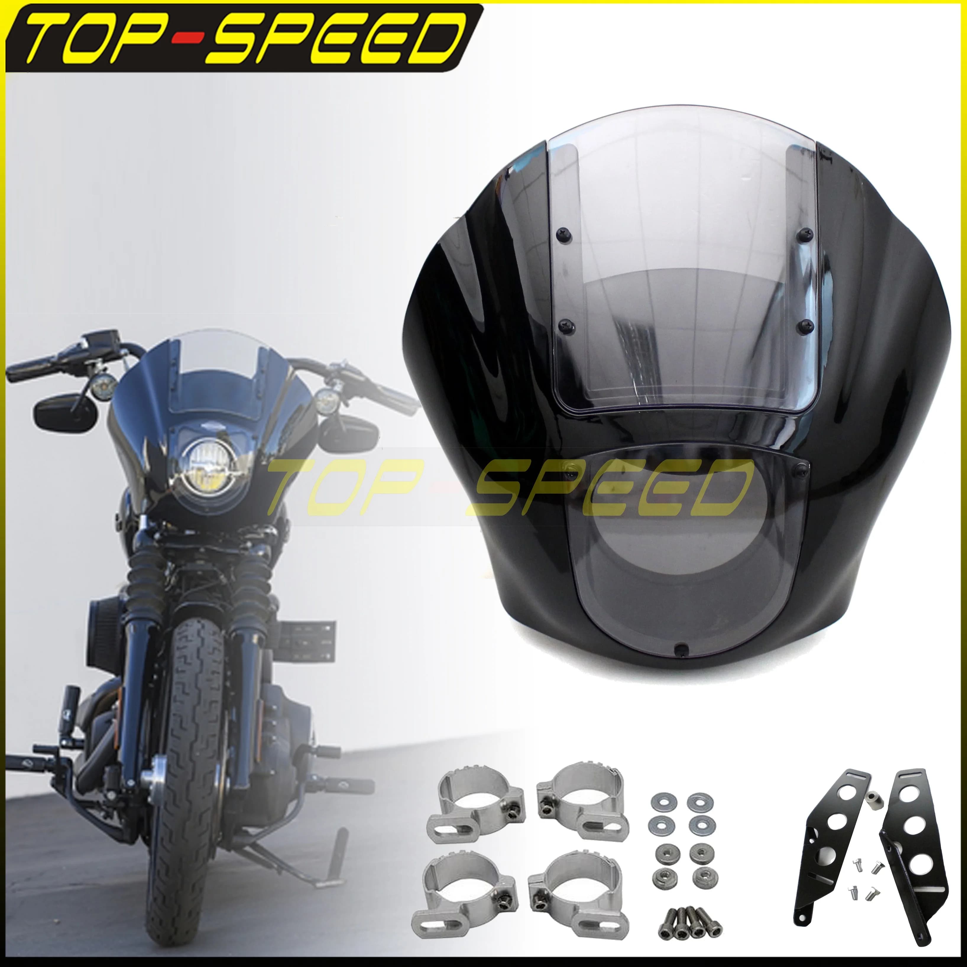 Support de fourche de pare-brise pour Harley ocia Chopper 73Inboulon Street Bob Low Rider Sportster, quart de carénage amovible