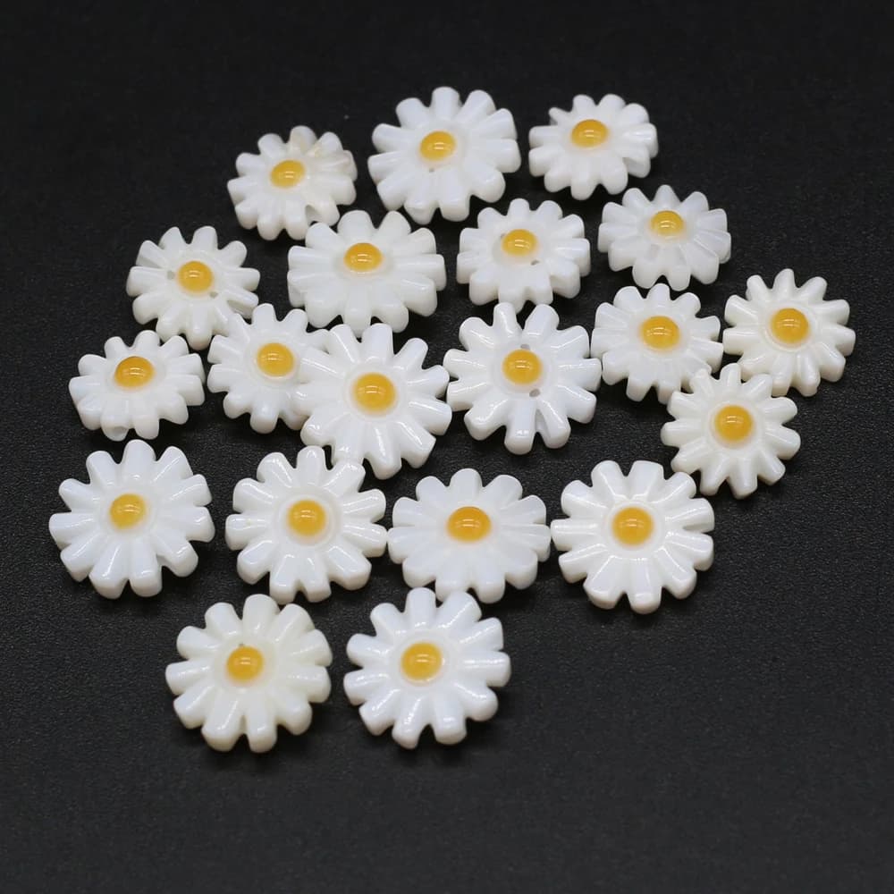 10 pièces 10/12mm marguerite naturelle tournesol coupe nacre coquille perles pour bricolage fabrication de bijoux artisanat Bracelet collier accessoires