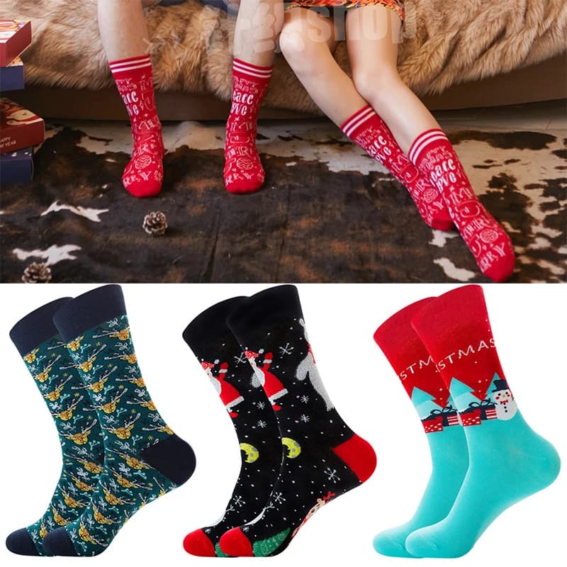 Chaussettes tube Père Noël Elk pour hommes, coton, mode, printemps, automne, nouvelle tendance