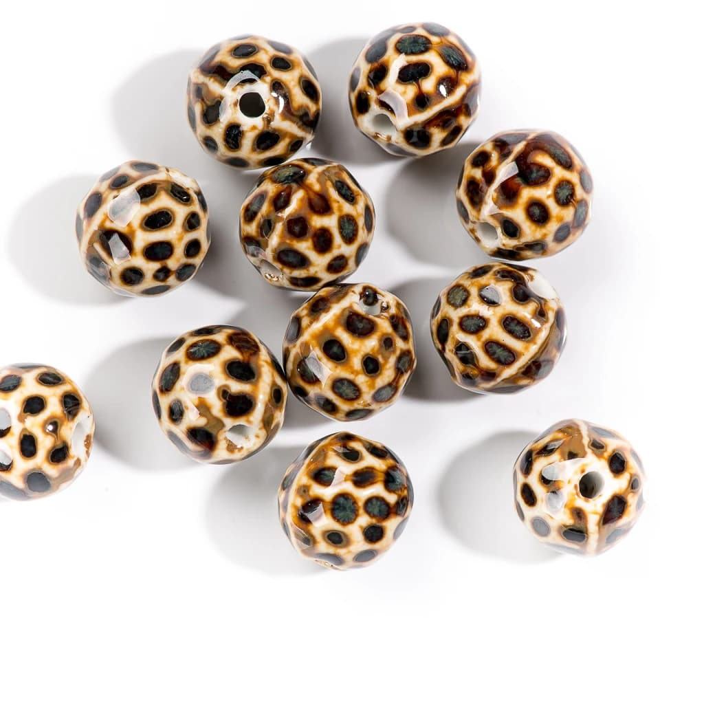 15 # Perles en céramique léopard, 10 pièces, accessoires de bijoux en porcelaine de haute qualité # MY262