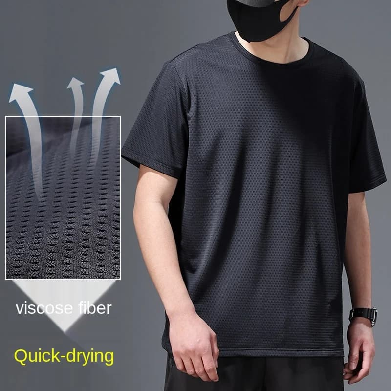 Ice-T-shirt à manches courtes pour homme, maille fine, séchage rapide, vêtements d'été