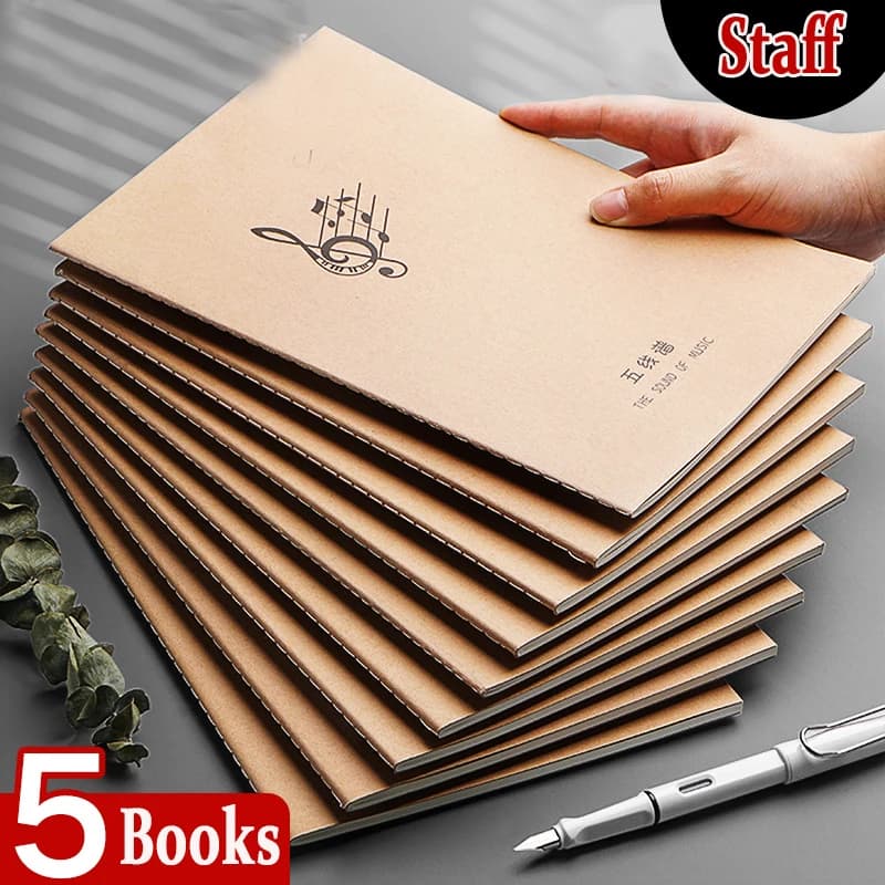 Cahier d'exercices Liberty B5 Five Line, clavier de piano, feuille de musique du personnel, accessoires pour 5 livres, 200