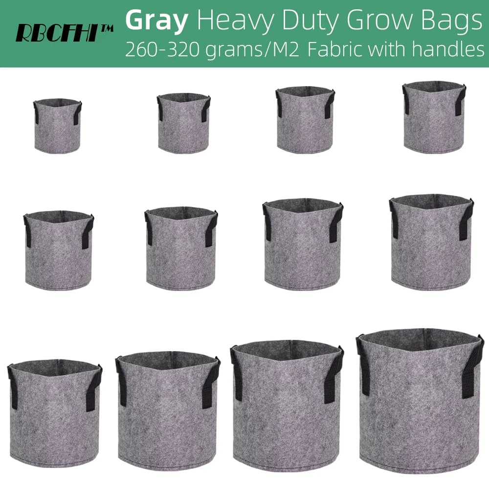 RBCFBottles-Sacs de Culture Gris de 1 à 300 Gallons, Conteneur Rapide, Pots de Plantes en Tissu Non Tissé Épais avec user inière de Jardin