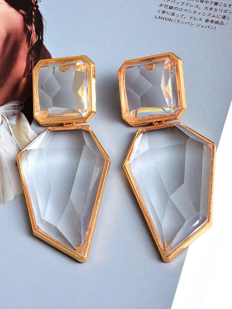 Boucles d'oreilles pendantes géométriques en acrylique, bijoux fantaisie, boucles d'oreilles tendance en résine transparente pour femmes, vente en gros