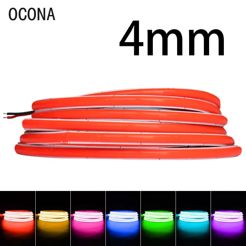 OCONA DC 12 V 24 V Super mince 4mm multicolore COB LED bande lumières pour armoire voiture bricolage 480 LED bleu/rose/rouge/violet LED ruban