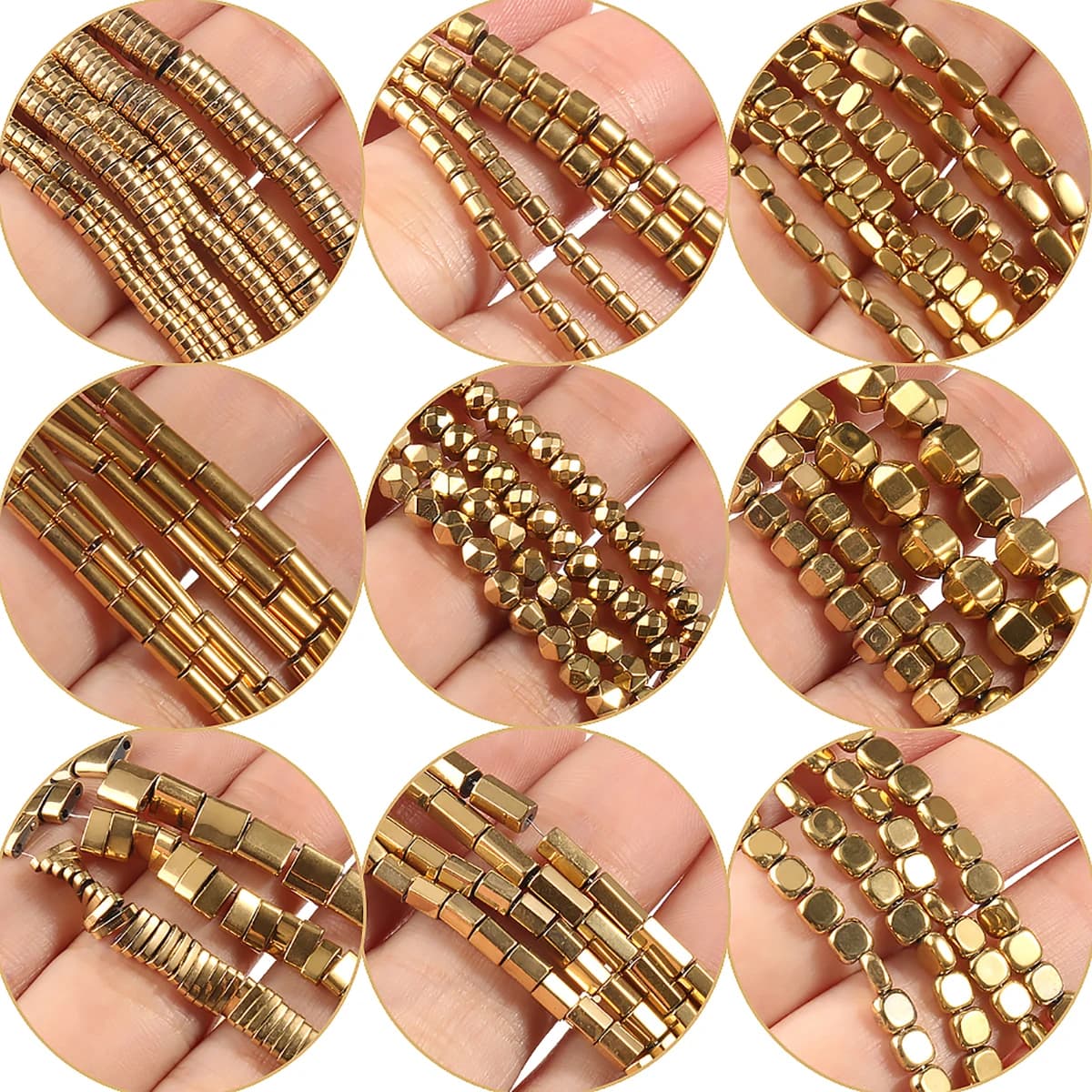 Perles d'hématite de couleur plaquée or, pierre naturelle, perles géométriques irrégulières pour la fabrication de bijoux à bricoler soi-même, choix multi-styles