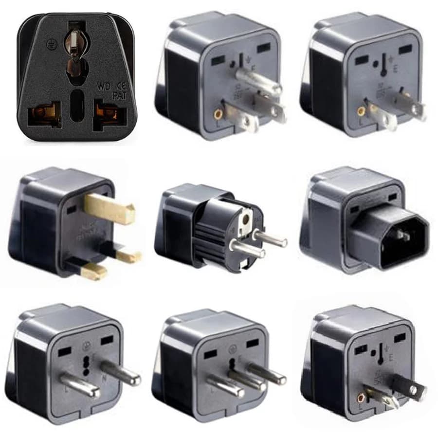 Adaptateur de Voyage Universel Noir et Blanc AU UK US EU Allemagne France Israël Italie Suisse Brésil Afrique du Sud Convertisseur de Prise