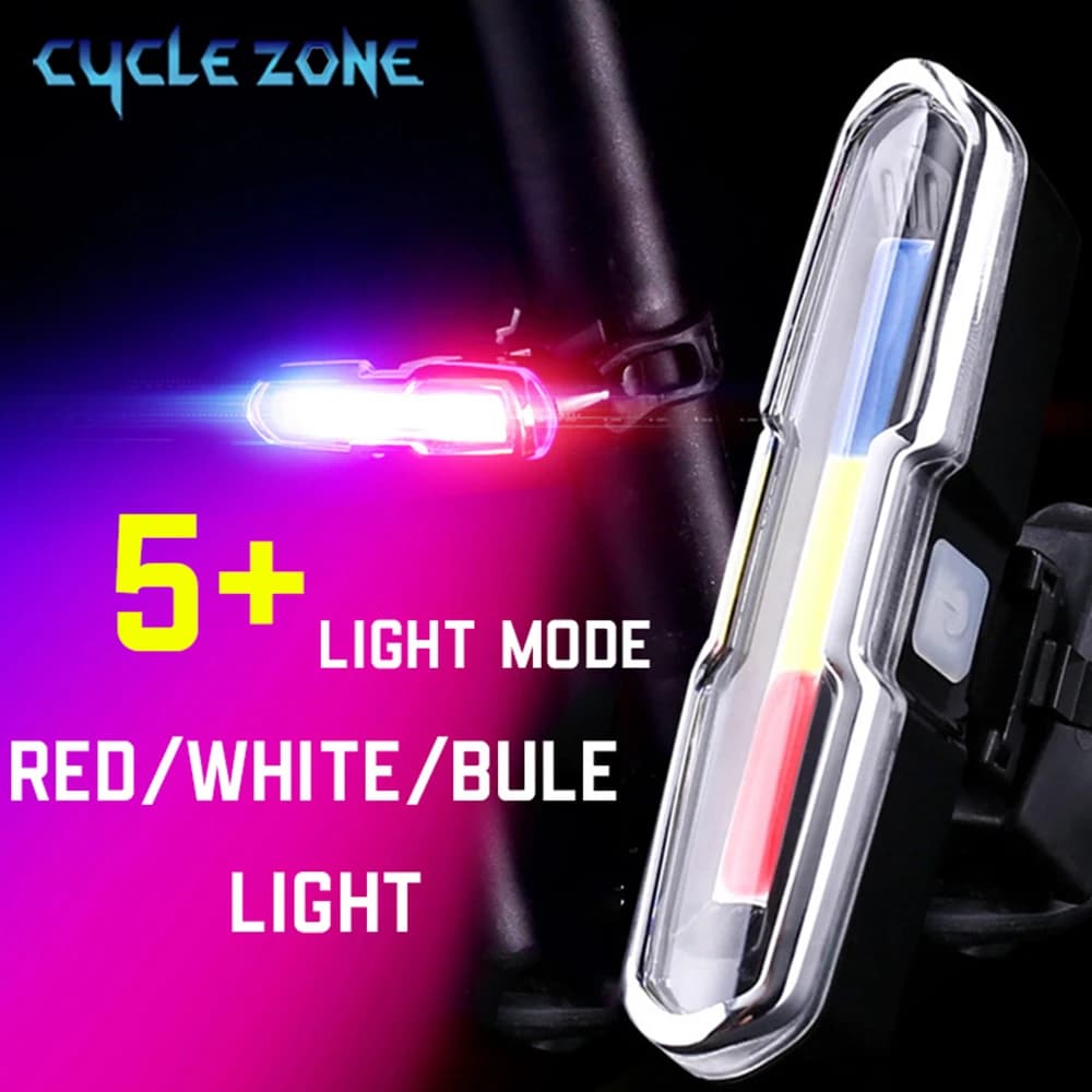 Lampe LED USB pour casque de vélo, lampe de poche arrière pour la course à pied et le cyclisme, 3 documents, 5 modes, lampe de sauna, 110 lumens