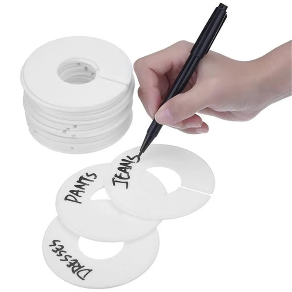 Cintres en plastique pour vêtements, 5 pièces, boucles de vêtements, taille de garde-robe, anneau de marquage