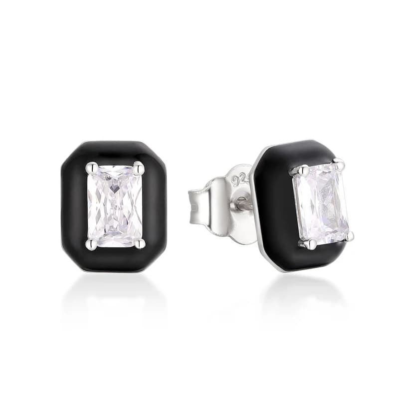 Boucles d'oreilles à tige en argent regardé 925 pour femmes, cristal synthétique, émail blanc, haute qualité, bijoux de fête, simplicité, mode