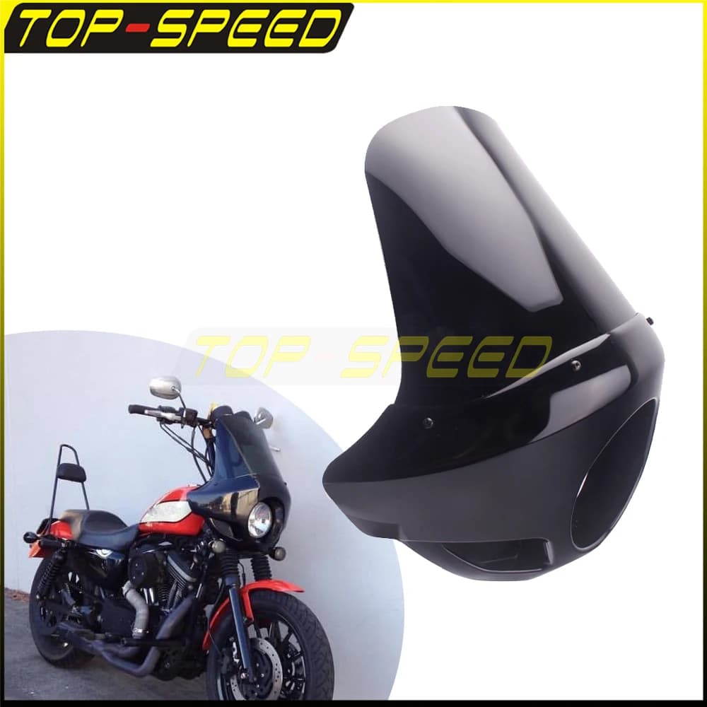 Grand Pare-Brise pour Harley Sportster 48 72 883 1200 XL, Carénage Extérieur Avant, 5.75 Pouces, Masque de Lampe Frontale pour ocia