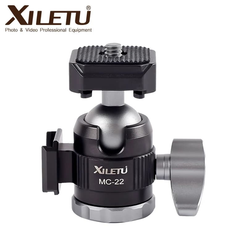 XILETU-Mini trépied avec rotule pour appareil photo reflex numérique, MC22, support vidéo, têtes de gardien de chaussure froide à percussion à 360 °, accessoires de tête de trépied