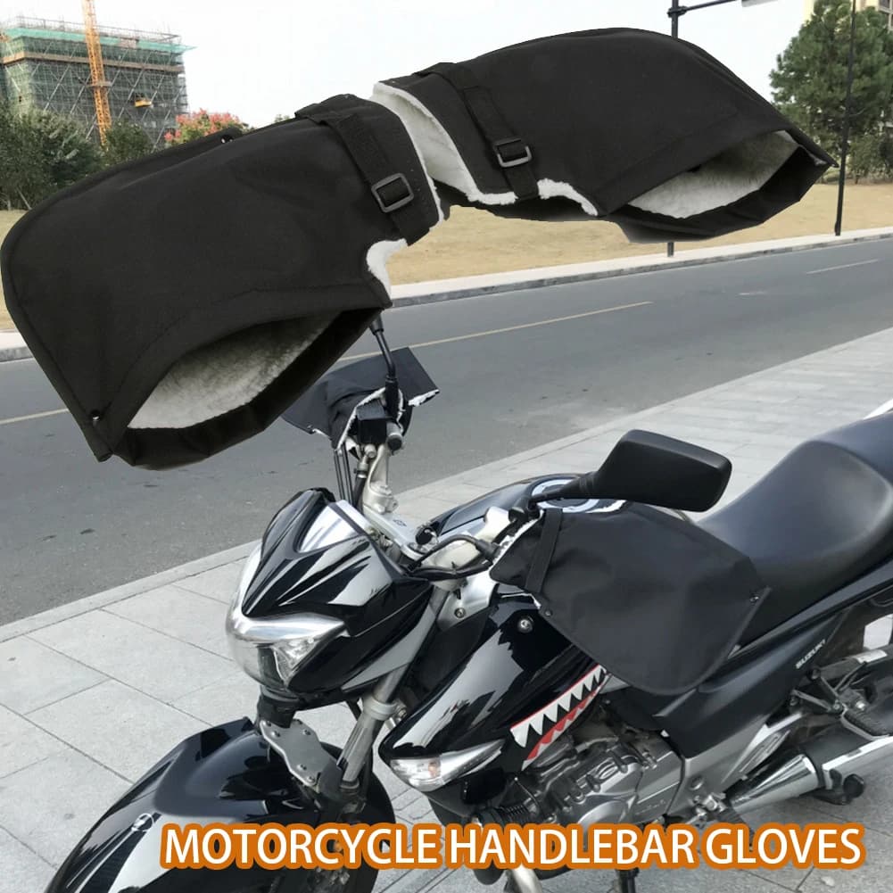 Gants de guidon de moto imperméables et coupe-vent, housses chaudes en velours pour scooter, accessoires d'hiver