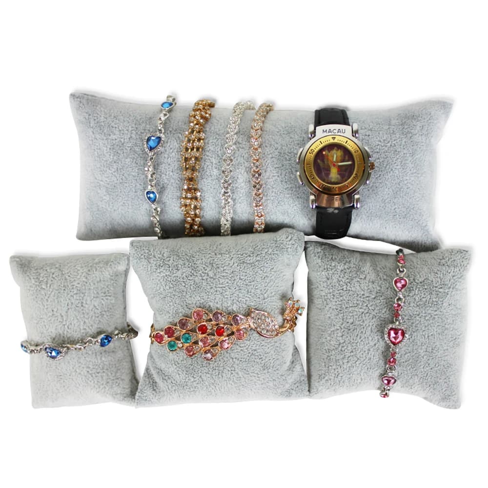 Bracelets en similicuir de qualité, support d'oreiller, chaîne, affichage de bijoux, vitrine, montre, coussins pour boîte, vente en gros