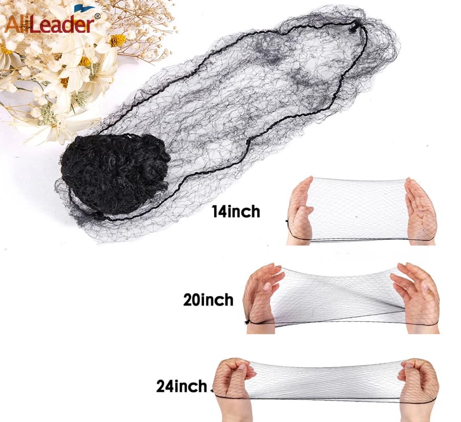 Nouveau 14/20/24 pouces filet à cheveux en Nylon Durable pour chignon outil de coiffure noir Invisible bord élastique maille filets à cheveux de coiffure