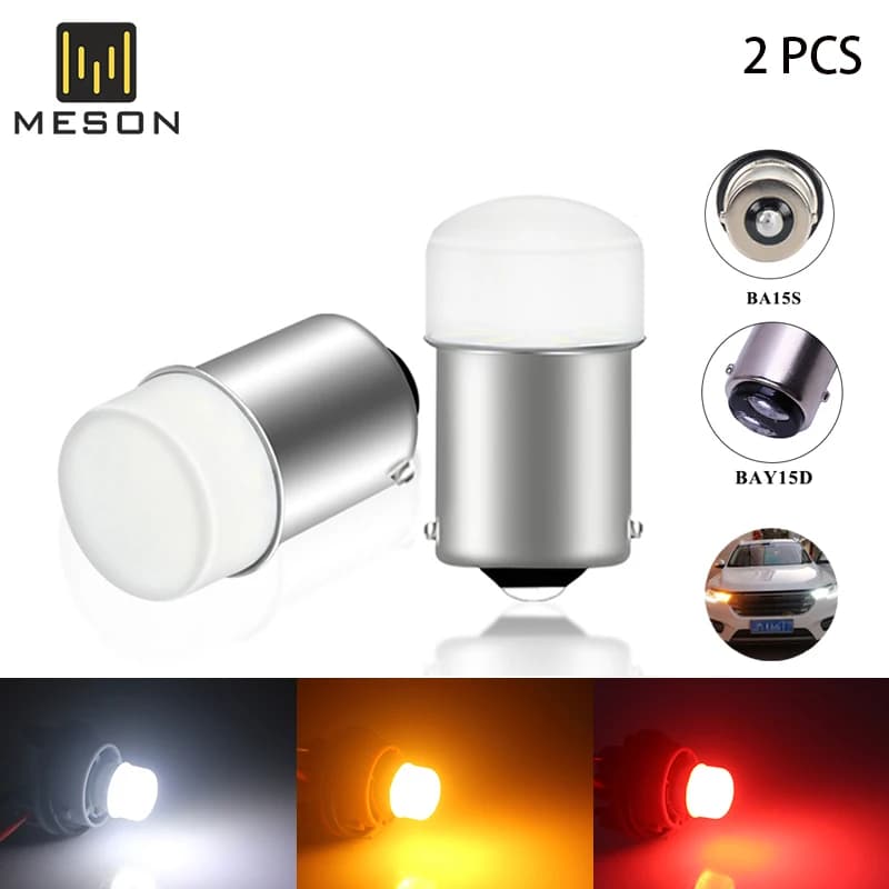 Ampoules Led 1156 BA15S P21W, 1157 BAY15D P21/5W, feux antibrouillard de voiture DRL, clignotant 12V, blanc, rouge, jaune, 2 pièces