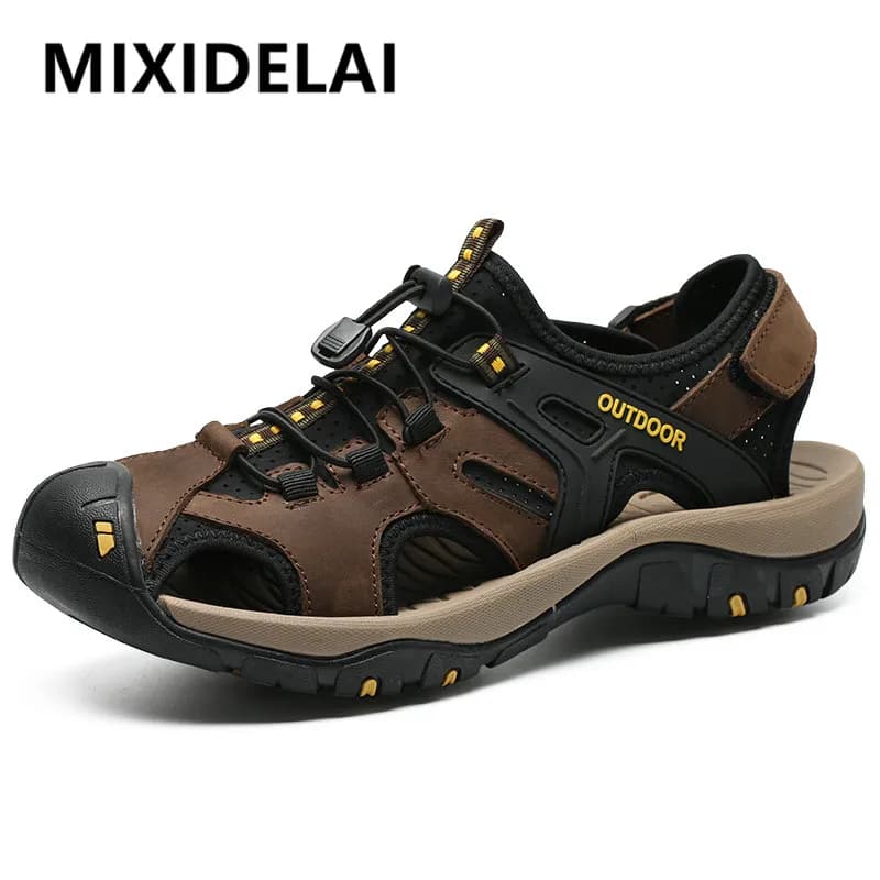Offre spéciale d'été hommes sandales en plein air antidérapant hommes sandales de plage à la main en cuir véritable chaussures pour hommes mode hommes baskets