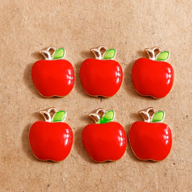 10 pièces 12*14mm émail pomme rouge breloques pour la fabrication de bijoux boucle d'oreille pendentifs Bracelets collier breloques résultats de bricolage