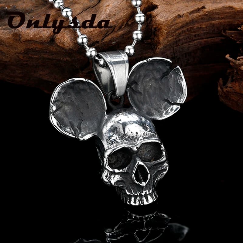 Onlysda-Pendentif Tête de Mort Coulissante en Acier Inoxydable pour Homme, Bijoux Hip Hop Rock, Nouvelle Collection, OSDZ163