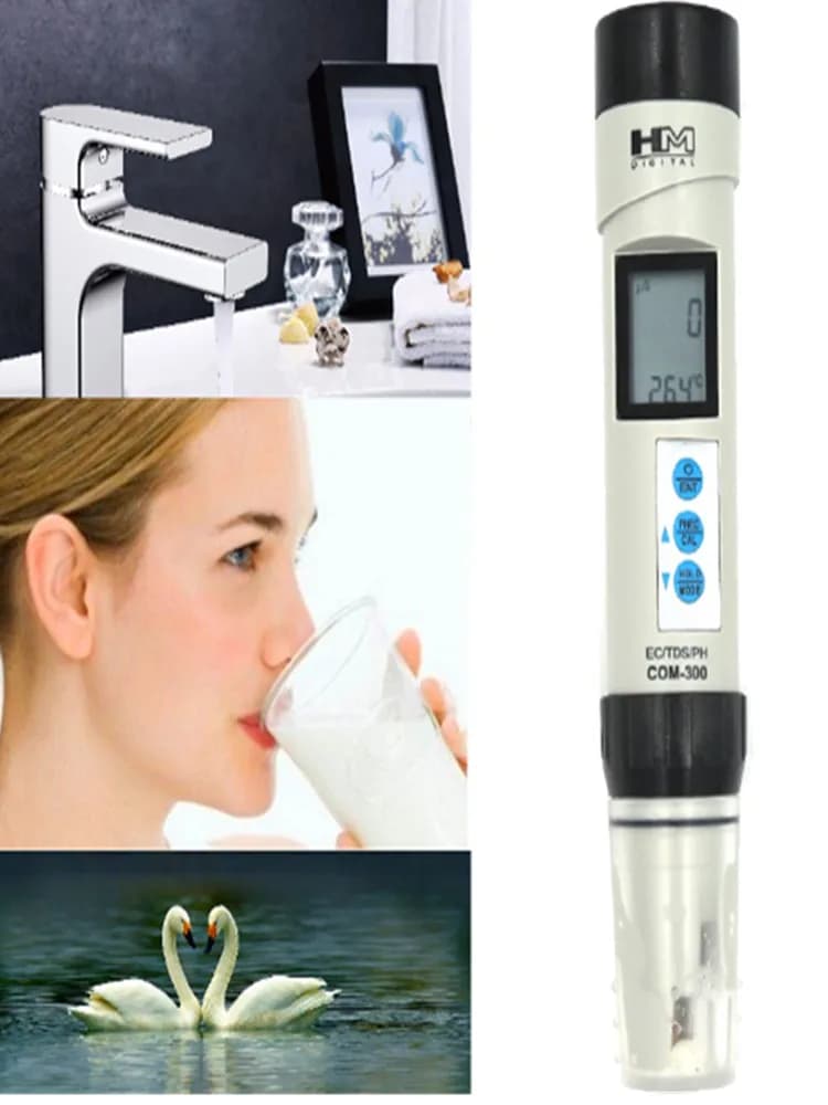Testeurs COM-300 4 en 1 Outils de mesure numérique de la qualité de l'eau TDS/EC/Température/PH Dispositif de test étanche 30% OFF