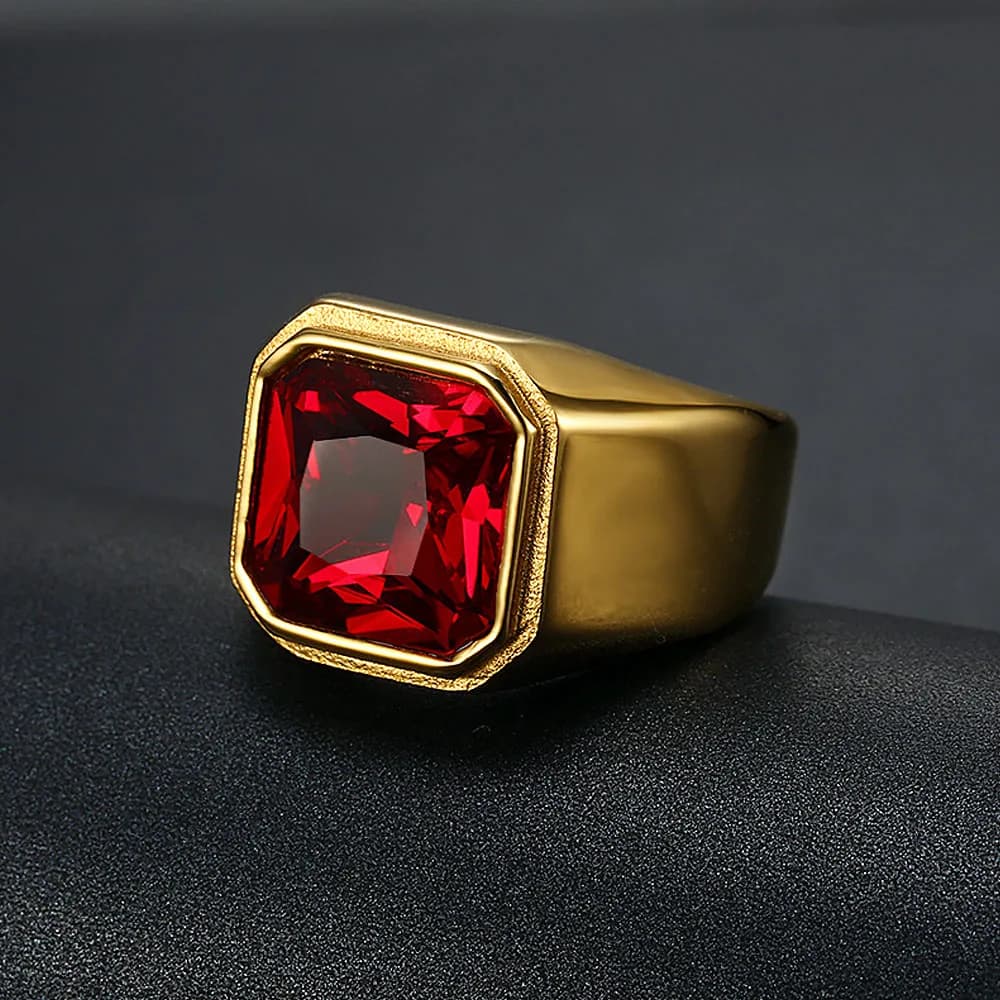 Bague de Motard en Acier Inoxydable pour Homme et Femme, Bijou Classique avec Pierre Rouge, Bleue, Noire, Punk, Hip Hop, Cadeau, Livraison Directe