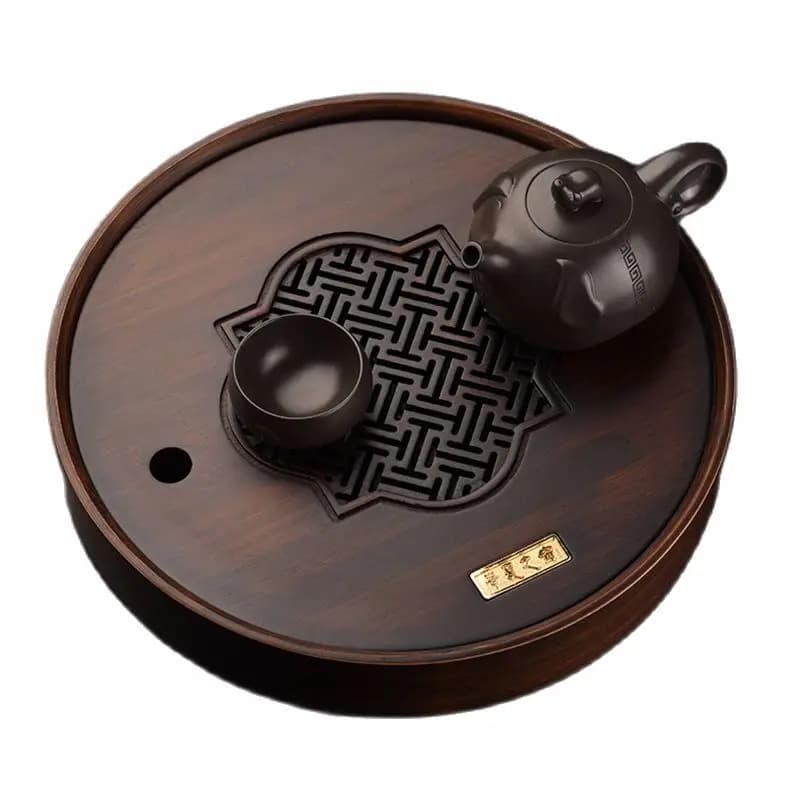 Service à thé en bambou rond, rangement de l'eau, thé chinois, Borad, Kung Fu, table à thé, design rétro, grille de fenêtre