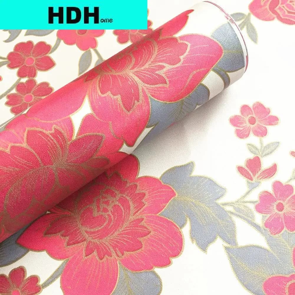 Papier peint auto-adhésif Peel and Stick, pivoine rouge, papier de contact floral imperméable, doublure d'étagère, autocollant d'armoire de commode